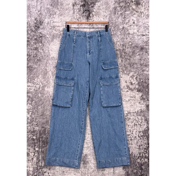 Frame Jeans 25 Womens Relaxed Straight Cargo In Rhythm Light Denim Wash